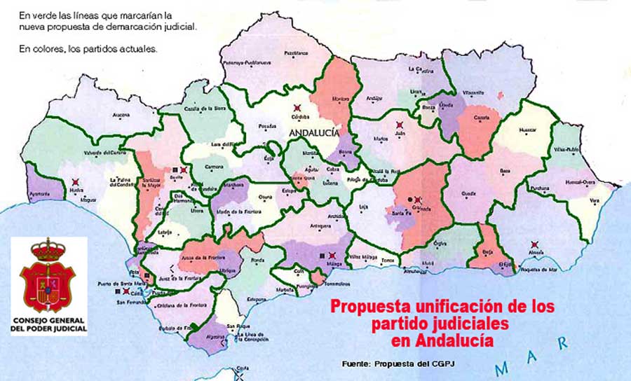 Propuesta nueva demarcación judicial en Andalucía.